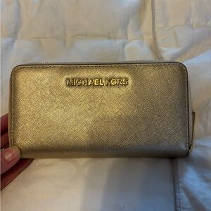 Michael Kors Metallic Gold Zip Wallet